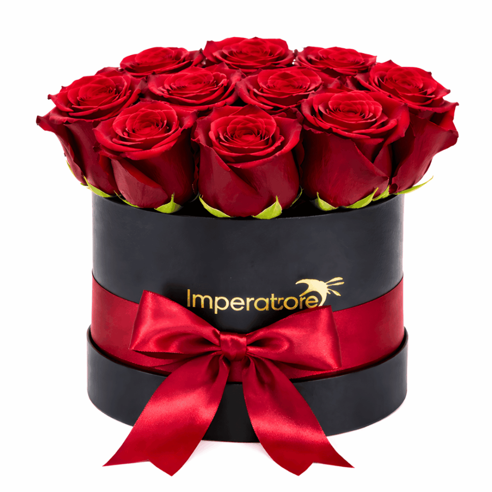 Flower box nera con rose rosse